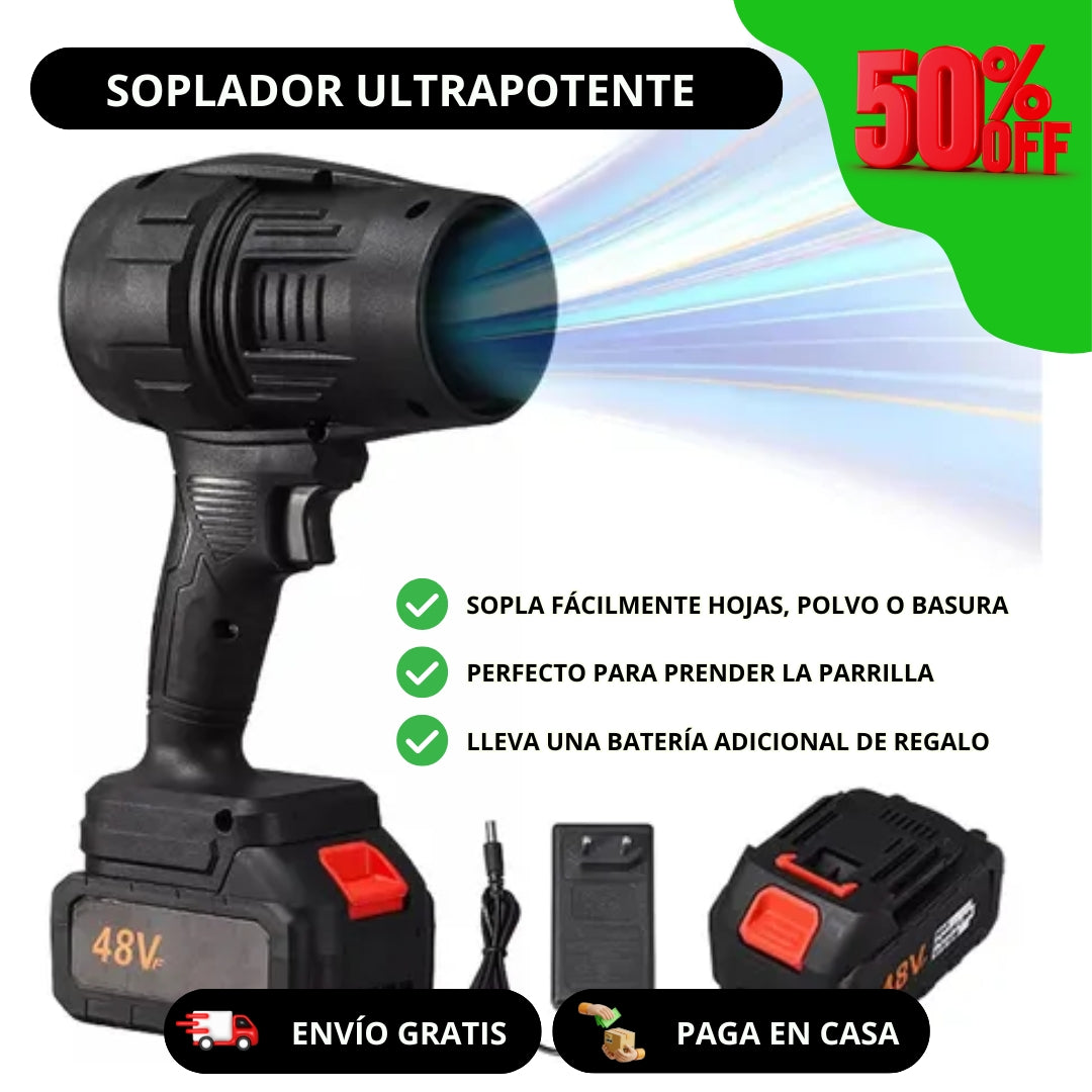 Soplador Ultrapotente Inalámbrico + 2 Baterías Recargables
