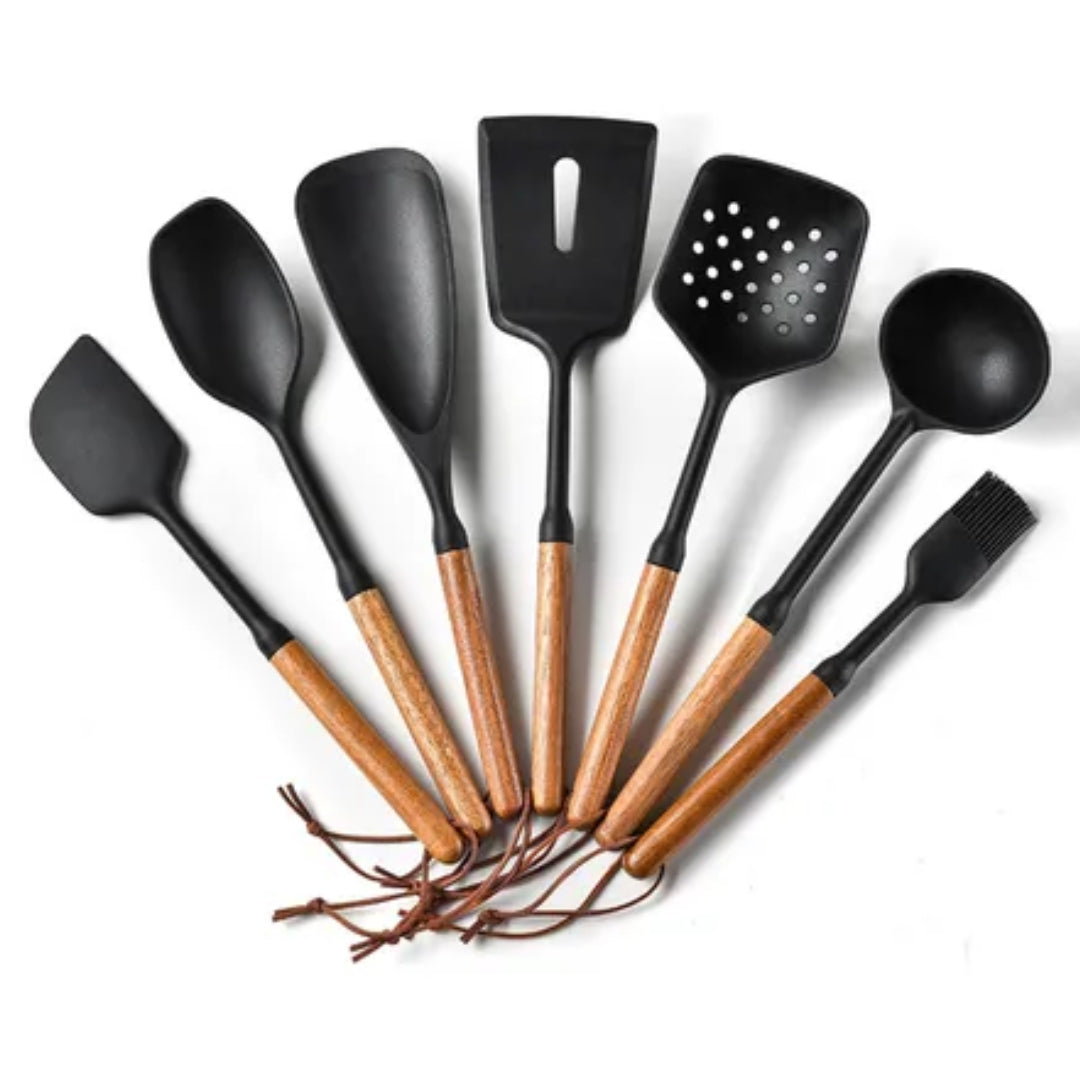 JUEGO 19 UTENSILIOS DE COCINA ANTIADHERENTES | INCLUYE PORTA UTENSILIOS