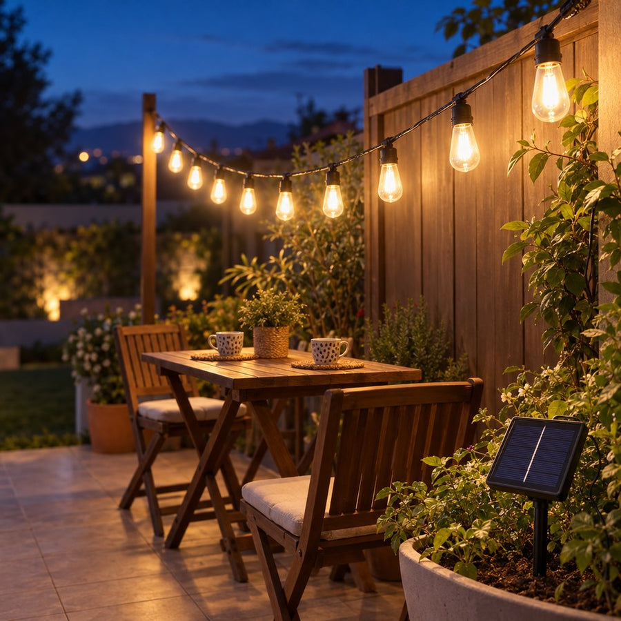 Guirnalda Solar 10 m con 10 Ampolletas | Tu Patio Iluminado sin Gastar Luz | Envío Gratis
