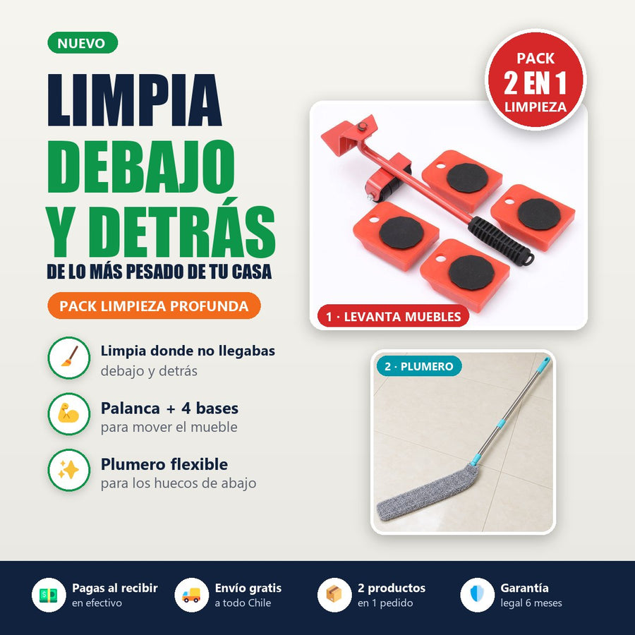 Pack Limpieza Profunda: Levanta Muebles + Plumero Flexible