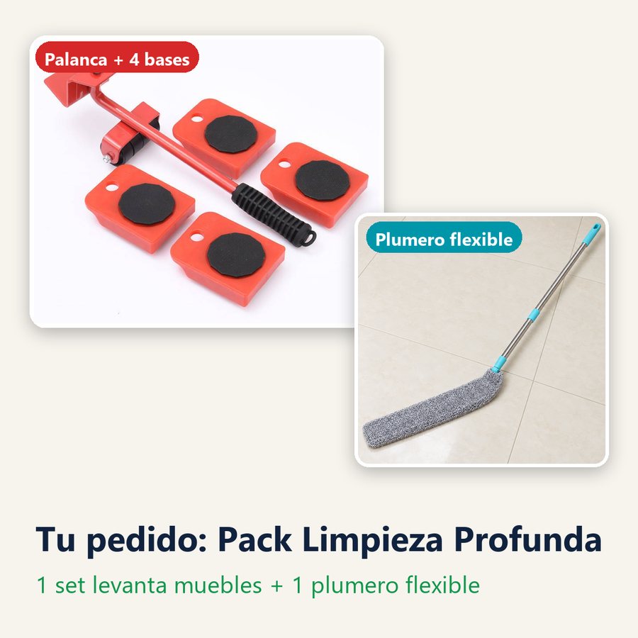 Pack Limpieza Profunda: Levanta Muebles + Plumero Flexible