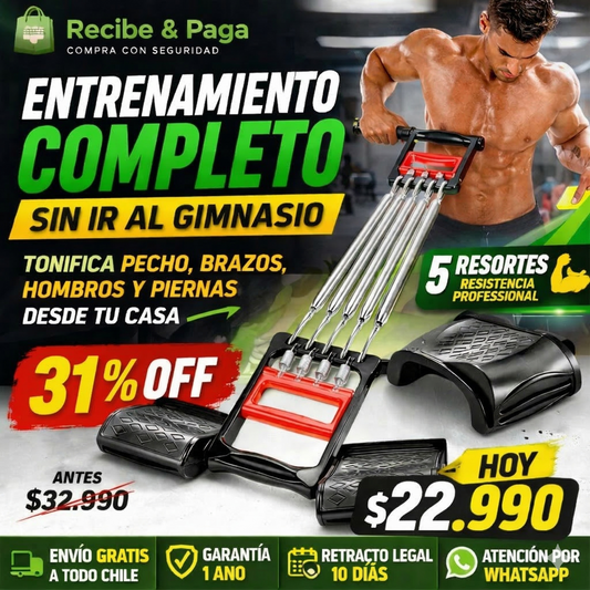 Bandas de Resortes Metálicas 3 en 1: Gimnasio Completo en Casa