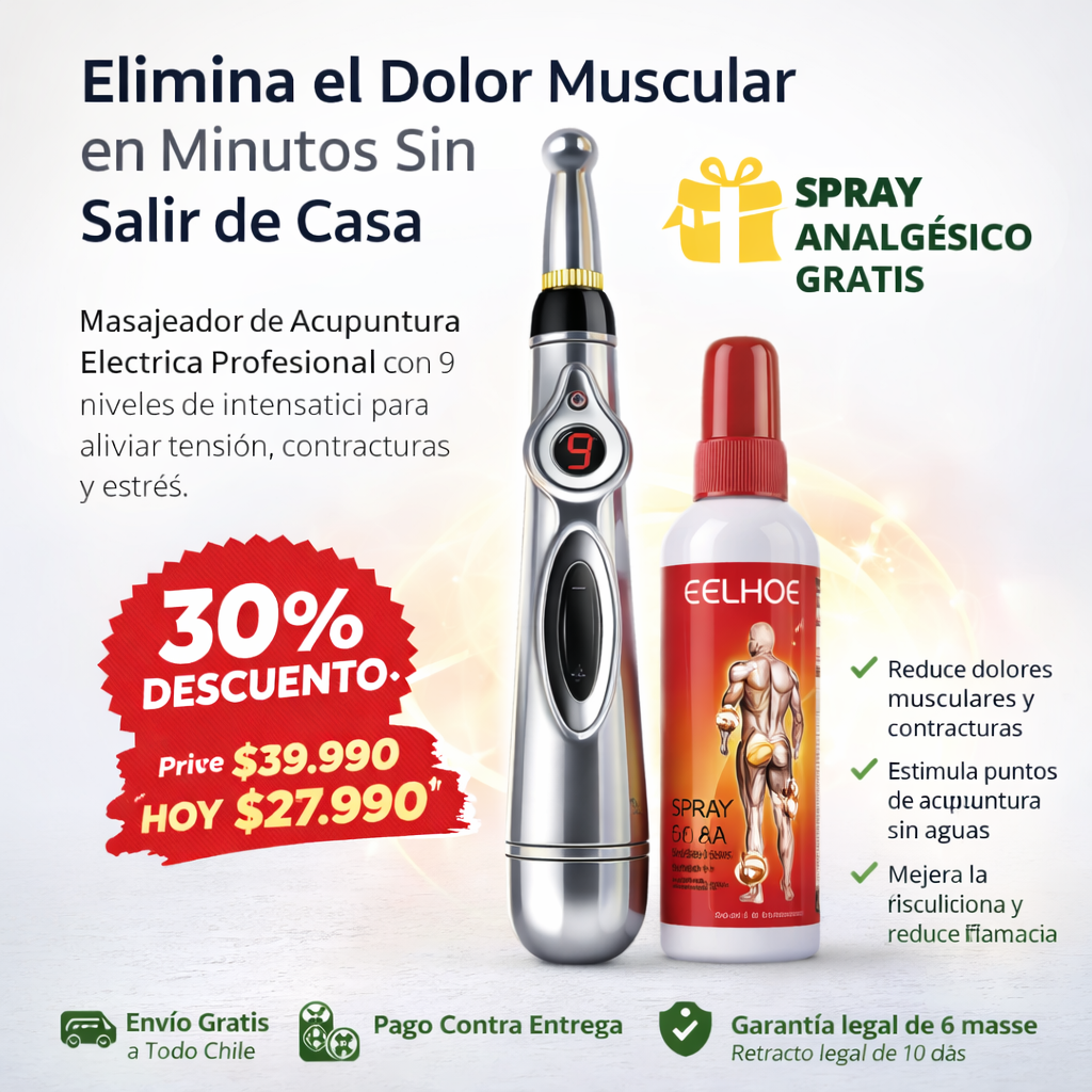 Lápiz Masajeador para Alivio Muscular, Artritis y Relajación + Spray Analgésico de REGALO