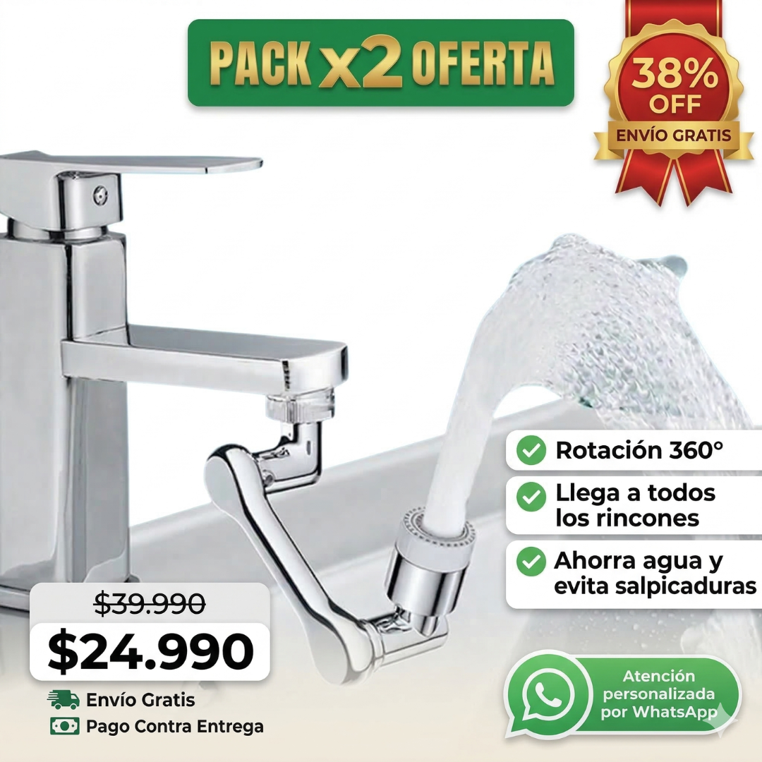 Pack 2 Extensores de Llave Sistema 360° + Filtrador y Aireador Incluidos