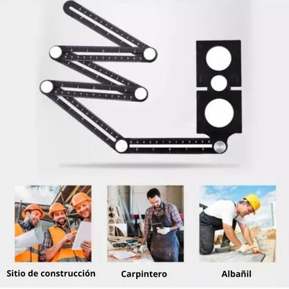 Regla Multiángulo de Aluminio 6 Piezas + Marcador Posiciones