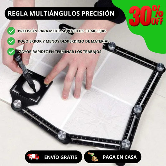 Regla Multiángulo de Aluminio 6 Piezas + Marcador Posiciones
