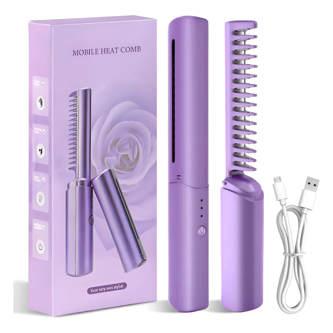 CEPILLO ALISADOR PORTÁTIL RECARGABLE + SHAMPOO ANTICAÍDA DE REGALO