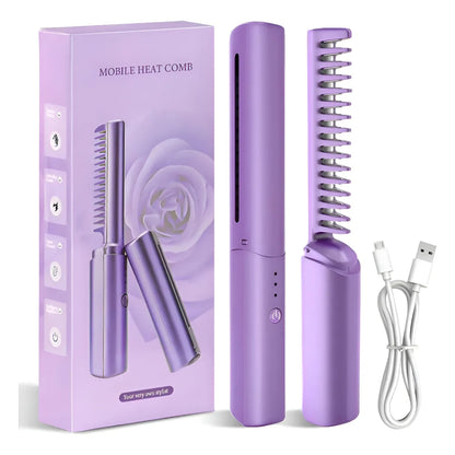 CEPILLO ALISADOR PORTÁTIL RECARGABLE + SHAMPOO ANTICAÍDA DE REGALO