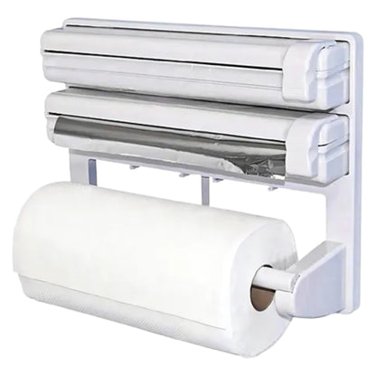 Dispensador 3 en 1: Toalla Papel + Aluminio + Plástica | Afilador Cuchillos de REGALO
