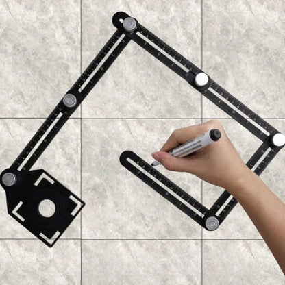 Regla Multiángulo de Aluminio 6 Piezas + Marcador Posiciones