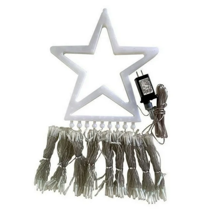 Cascada de luces navideñas con estrella