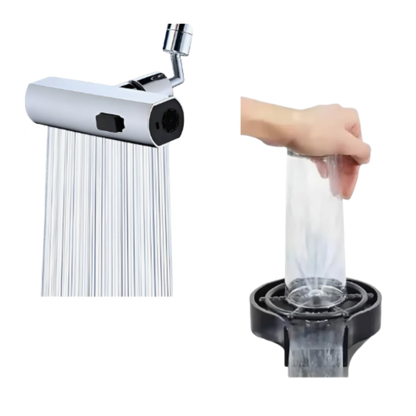 Súper Pack Lavaplatos: Extensor de Grifo 360° + Lava Vasos Alta Presión