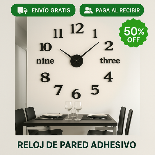 Reloj Adhesivo de Pared Decorativo (c/ envío gratis)