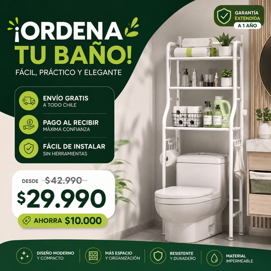 ESTANTE DE 3 PISOS PARA INODORO + GARANTÍA DE 1 AÑO + ENVÍO GRATIS
