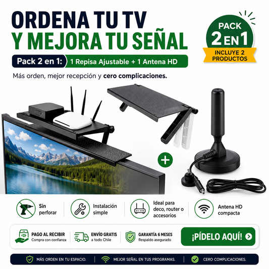 Repisa Ajustable TV + Antena HD | TV en Orden y Mejor Señal | Envío Gratis