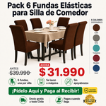 Pack 6 Fundas Elásticas para Silla | Comedor Como Nuevo | Envío Gratis
