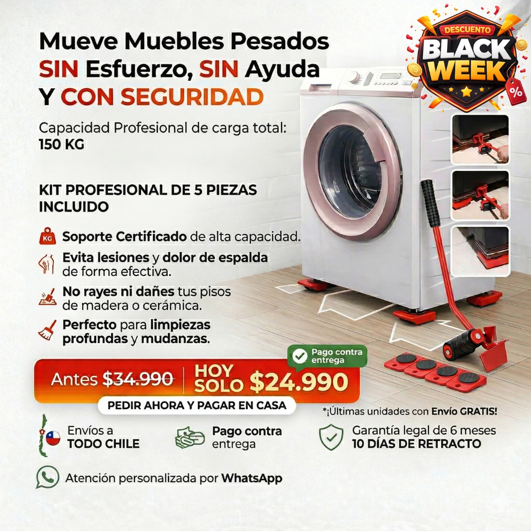 Kit Levanta Muebles: Sistema Ergonómico para Mover todo Fácil y Rápido