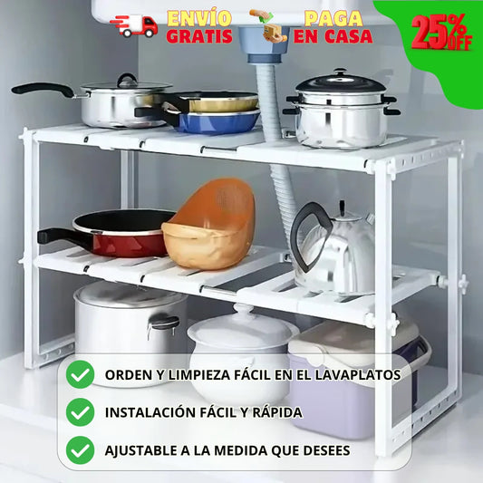 ESTANTE AJUSTABLE PARA USAR DEBAJO DE LAVAPLATOS