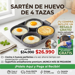 Sartén de 4 Espacios | Desayunos Perfectos y Sin Estrés | ¡Limpiador de Sartenes de Regalo!