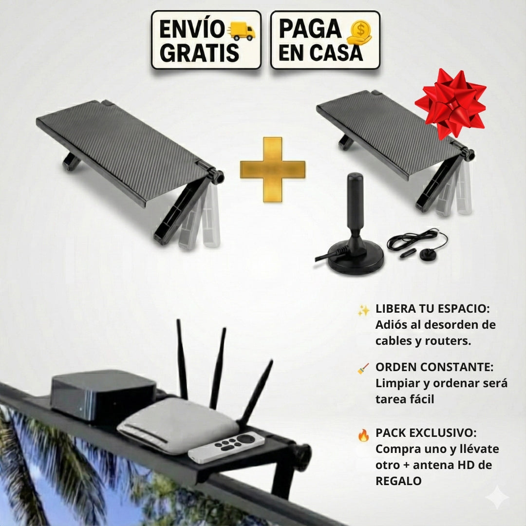 ESTANTE PANTALLA DE TV + 2DO ESTANTE Y ANTENA HD DE REGALO