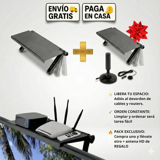 ESTANTE PANTALLA DE TV + 2DO ESTANTE Y ANTENA HD DE REGALO