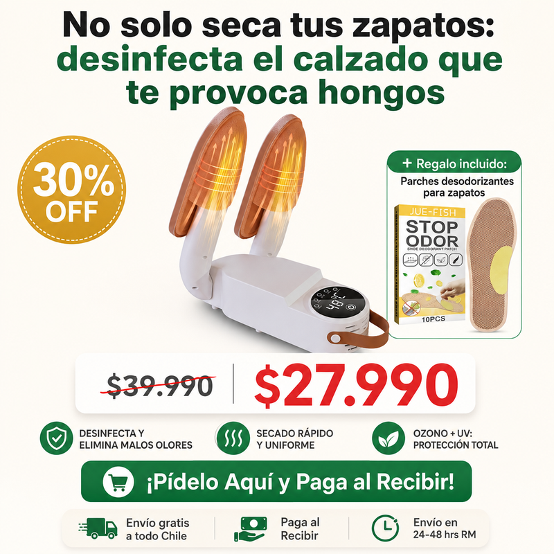 Secador Calentador de Calzado Eléctrico Portátil | Zapatos Secos y Calentitos en Invierno | Parche Anti Mal Olor de REGALO + Envío Gratis