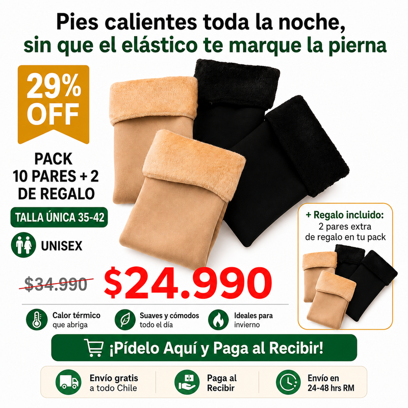 Pack 10 Pares de Calcetines Térmicos + 2 de REGALO | Pies Calientitos | Envío Gratis