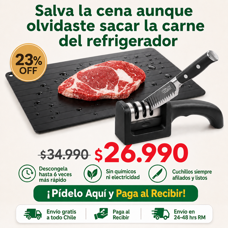Pack Tabla Descongeladora + Afilador de Cuchillos | Cocina Express + Envío Gratis