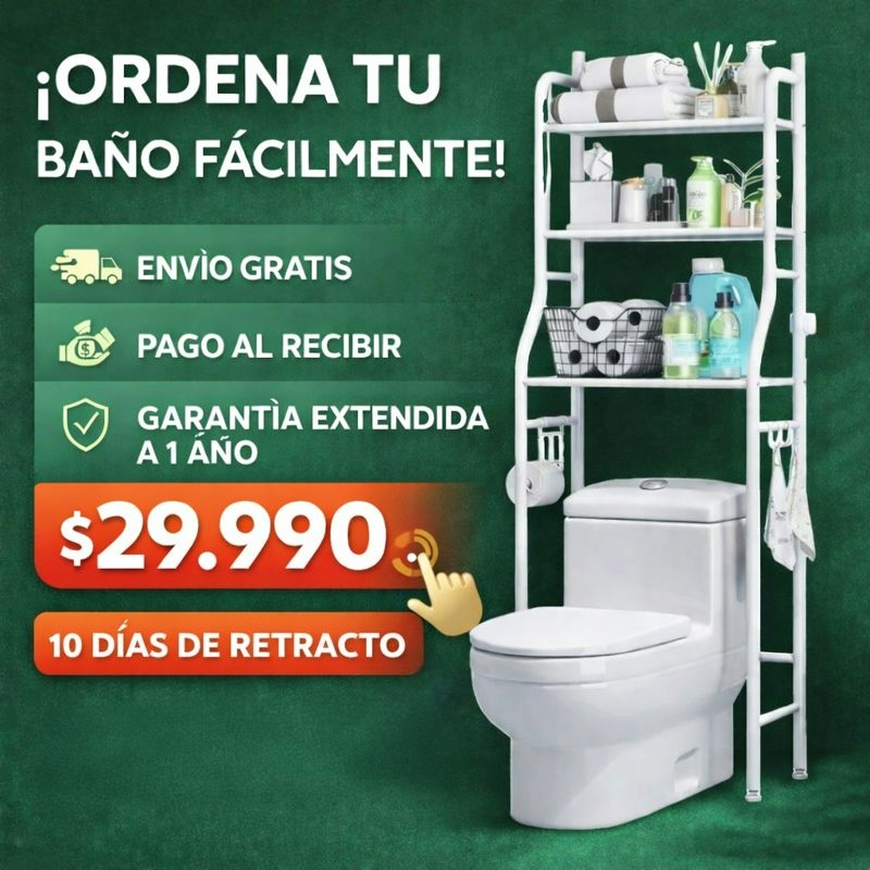 ESTANTE DE 3 PISOS PARA INODORO + GARANTÍA DE 1 AÑO + ENVÍO GRATIS