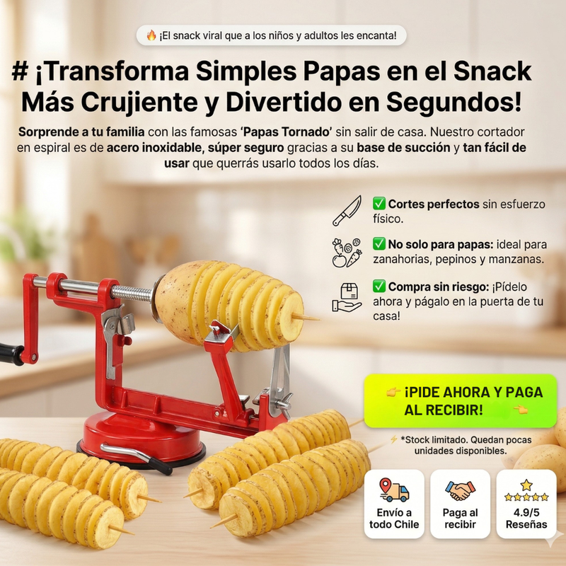 Cortador de Papas y Verduras en Espiral + Envío Gratis + Garantía
