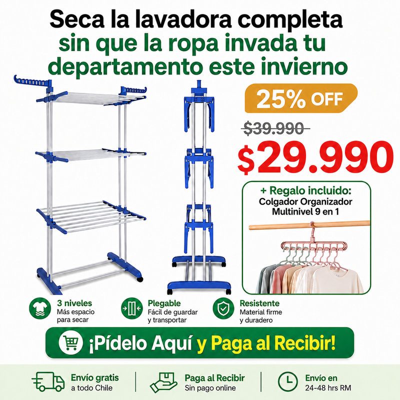 Tendedero 3 niveles ropa