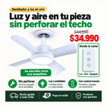 Ampolleta Ventilador con Luz y Control | Aire y Luz sin Perforar | Envío Gratis