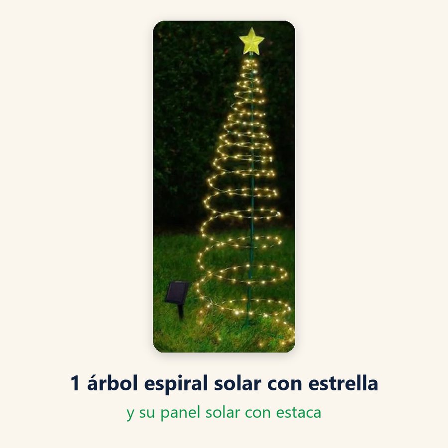 Árbol Espiral Solar de Navidad con Estrella
