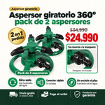 Aspersor Giratorio 360° Pack de 2 | Riega tu Jardín sin Mover la Manguera | Envío Gratis