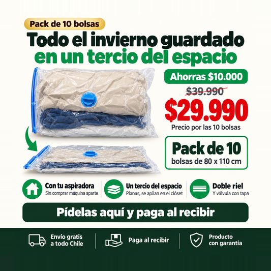 Pack 10 Bolsas al Vacío 80x110 | Todo el Invierno en un Tercio del Espacio | Envío Gratis
