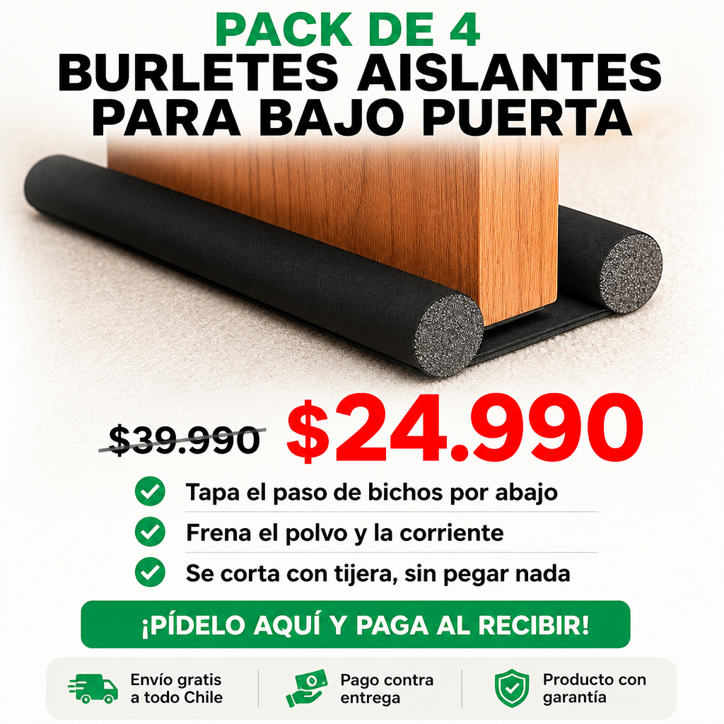 Pack 4 Burletes Bajo Puerta | Frena Polvo, Frío y Bichos | Envío Gratis
