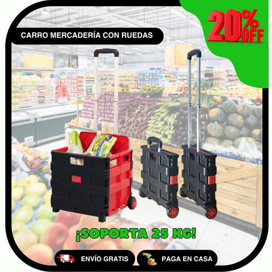 Carro Plegable con Ruedas para Mercadería con 25 Kg de Resistencia (c/ envío gratis)