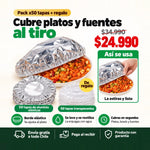 Pack 50 Tapas de Aluminio Elásticas + 50 Transparentes de Regalo | Cubre Platos y Fuentes | Envío Gratis