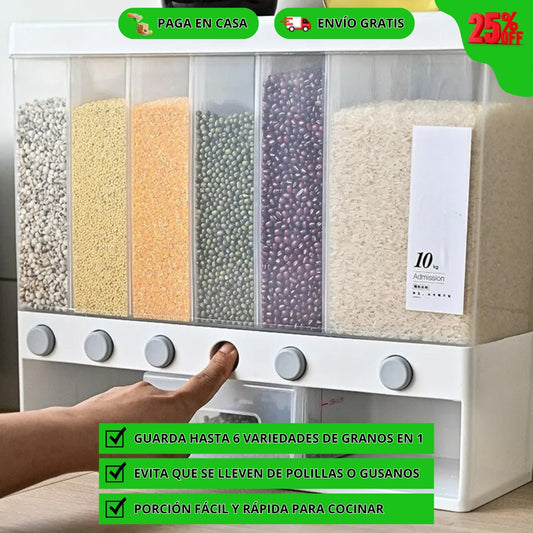 DISPENSADOR DE GRANOS 6 EN 1 | INCLUYE PORCIONADOR
