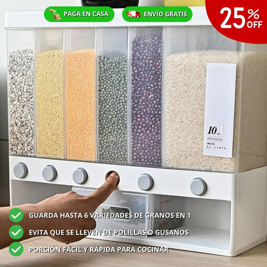 DISPENSADOR DE GRANOS 6 EN 1 | INCLUYE PORCIONADOR