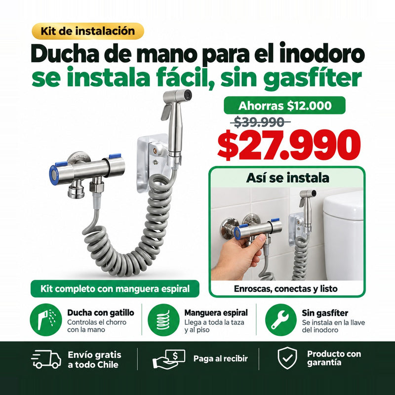 Ducha de Mano para Inodoro | Instalación Fácil sin Gasfíter | Envío Gratis