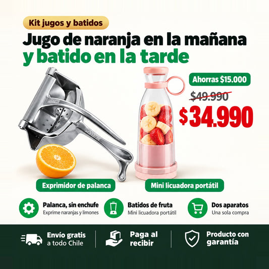 Exprimidor de Cítricos + Mini Licuadora Portátil | Jugos y Batidos en Casa | Envío Gratis