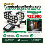 Pack 3 Focos Solares con Sensor + Luz Solar con Clip | Ilumina la Entrada sin Cables | Envío Gratis