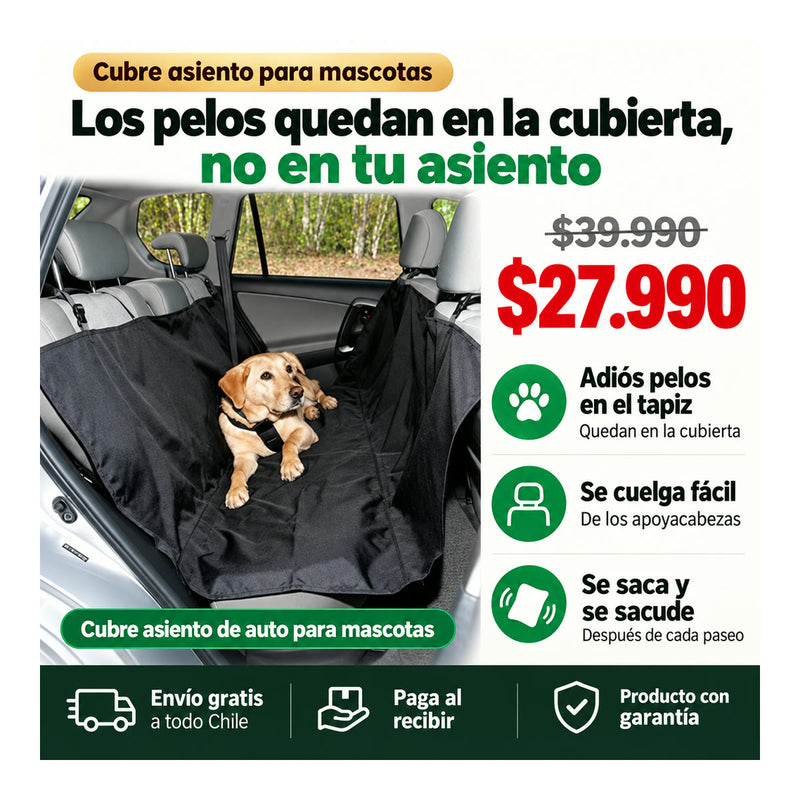 Cubre Asiento para Mascotas | Viaja con tu Perro sin Pelos en el Auto | Envío Gratis