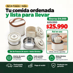 Lonchera de Acero Inoxidable con Bolso Térmico | Lleva tu Comida Ordenada al Trabajo | Envío Gratis