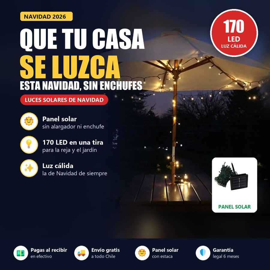 Luces Solares de Navidad 170 LED Luz Cálida | Decora Afuera sin Enchufe | Envío Gratis