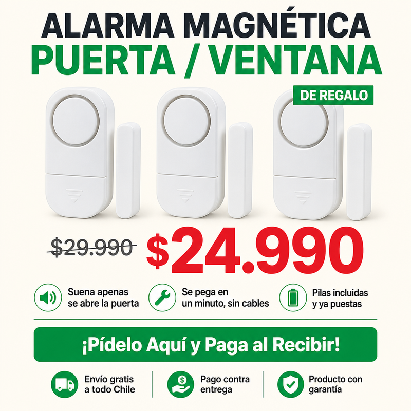 Pack 2 Alarmas para Puerta o Ventana | Te Avisa si la Abren | 1 de Regalo