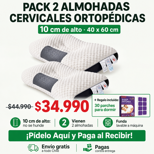 Pack 2 Almohadas Cervicales | Duerme Más Cómodo | Envío Gratis