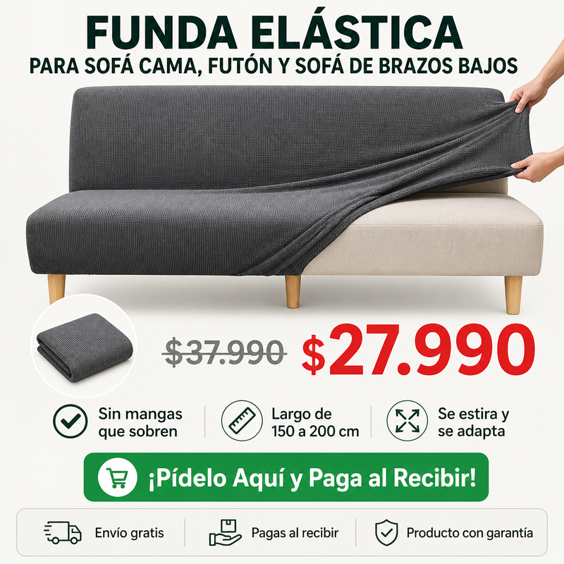 Funda Elástica para Sofá Cama, Futón y Sofá de Brazos Bajos | 2 Cuerpos