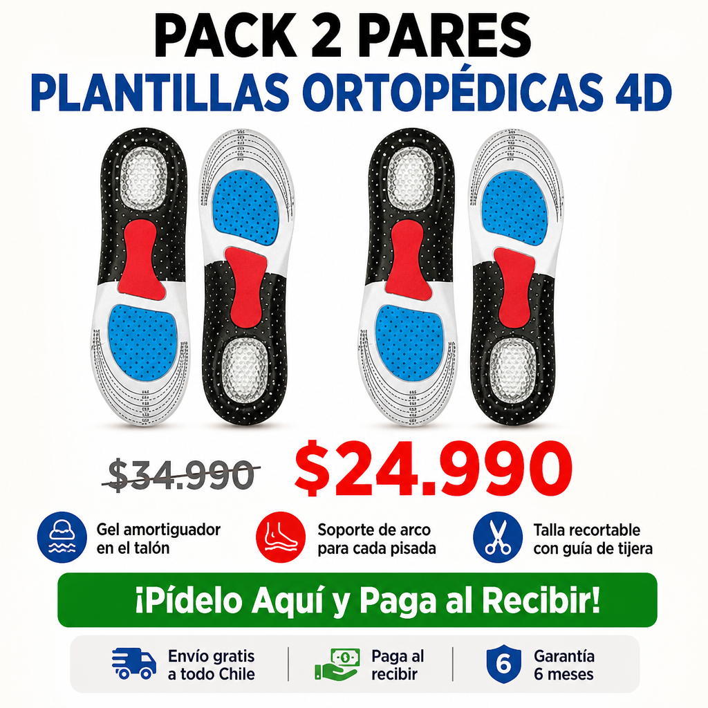 Pack 2 Pares de Plantillas 4D con Gel | Pisa Más Cómodo | Envío Gratis